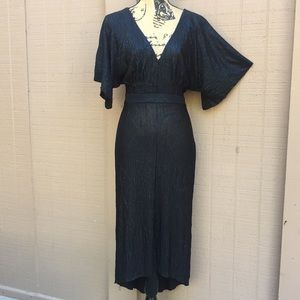 NWT Sz L ASTR Hi Lo Black Midi Dress Big Sleeves